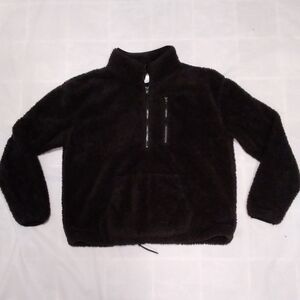 No Boundaries Teddy Sherpa Quarter Zip Pullover XL Black